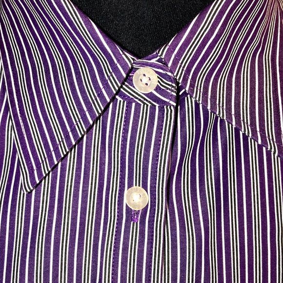 Ralph Lauren Crisp Cotton Striped Button Down Top! - Picture 4 of 9